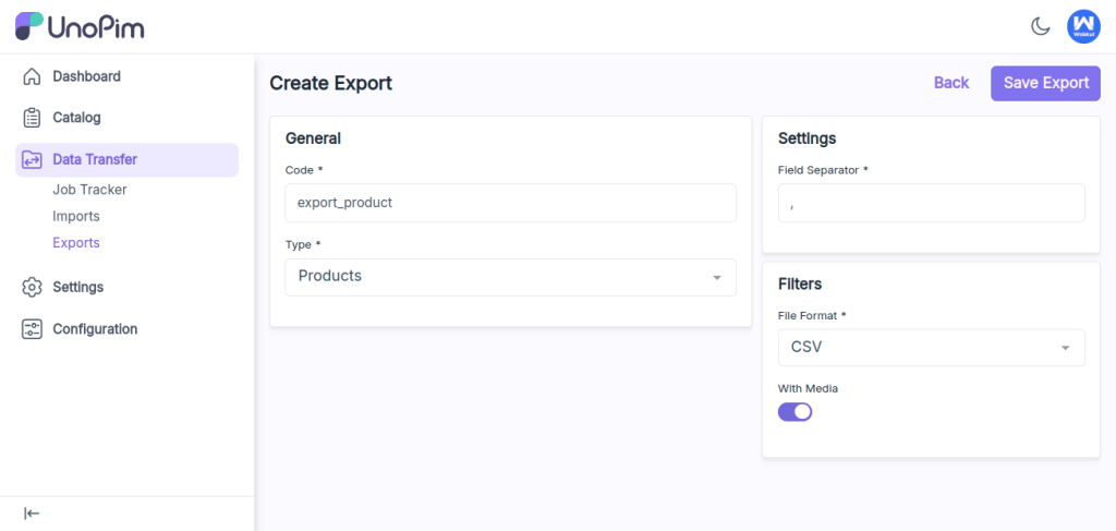 create-export-profile