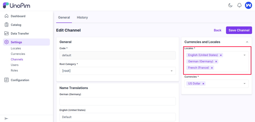 Link Locales to Channel