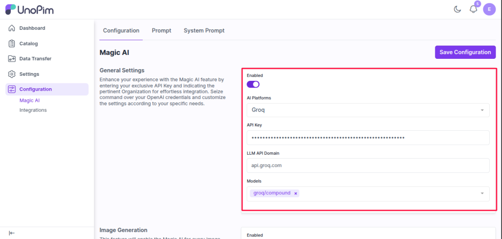 unopim magic AI setup