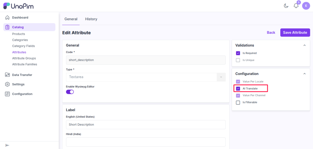 attribute AI translate check